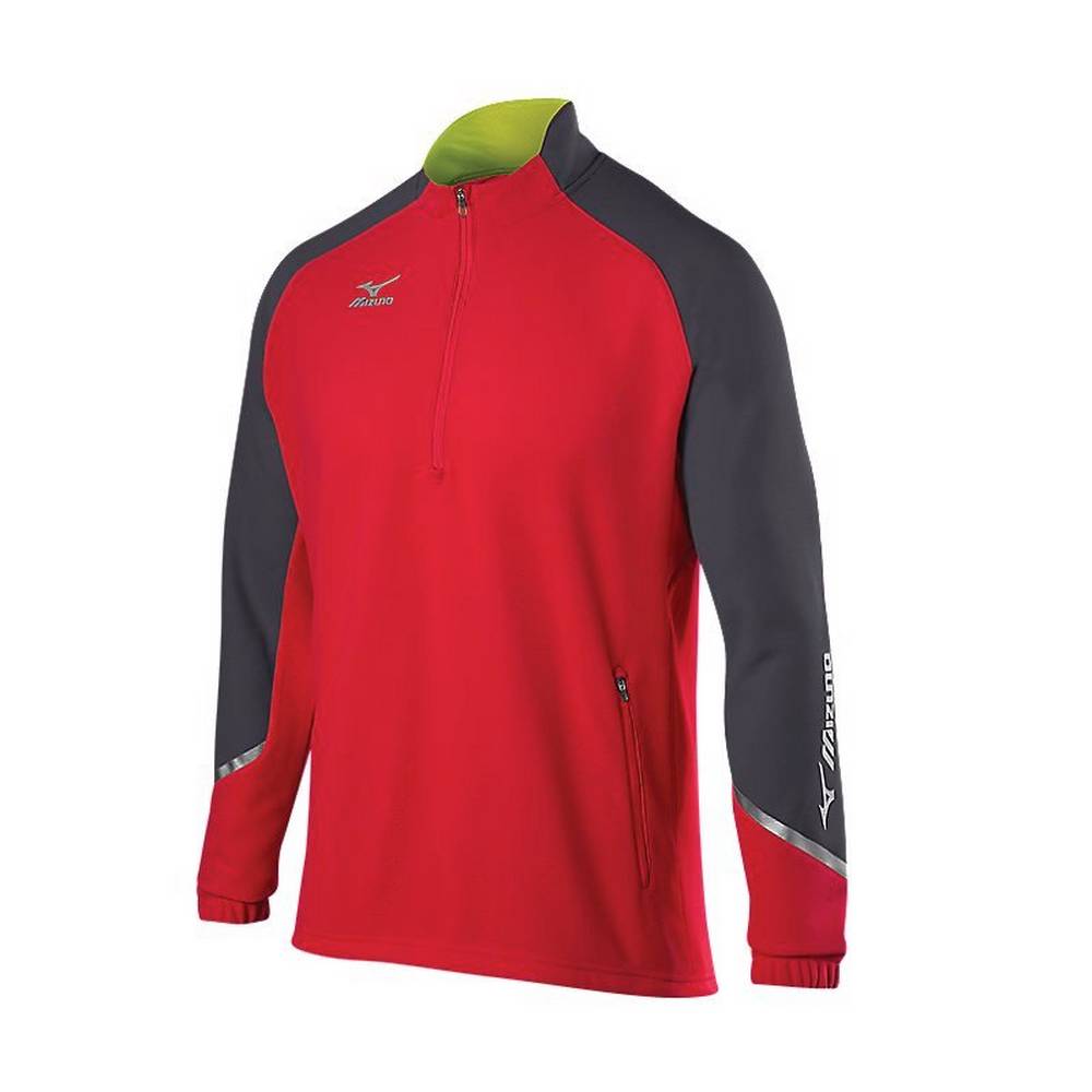 Pullover Mizuno Elite 1/2 Zip Hombre Rojas/Gris España TRZG-20819